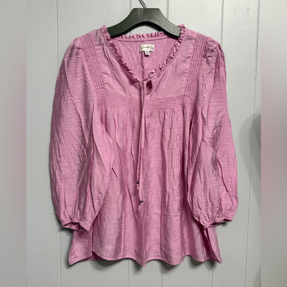 Pomelo Pink Peasant Blouse - Lightweight Women’s Top